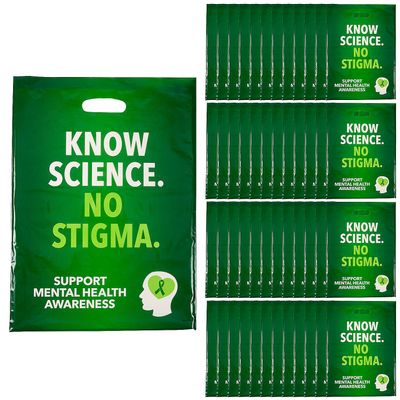 12 1/2" x 17" Bulk 50 Pc. Mental Health Awareness Plastic Goody Bags, Know Science No Stigma