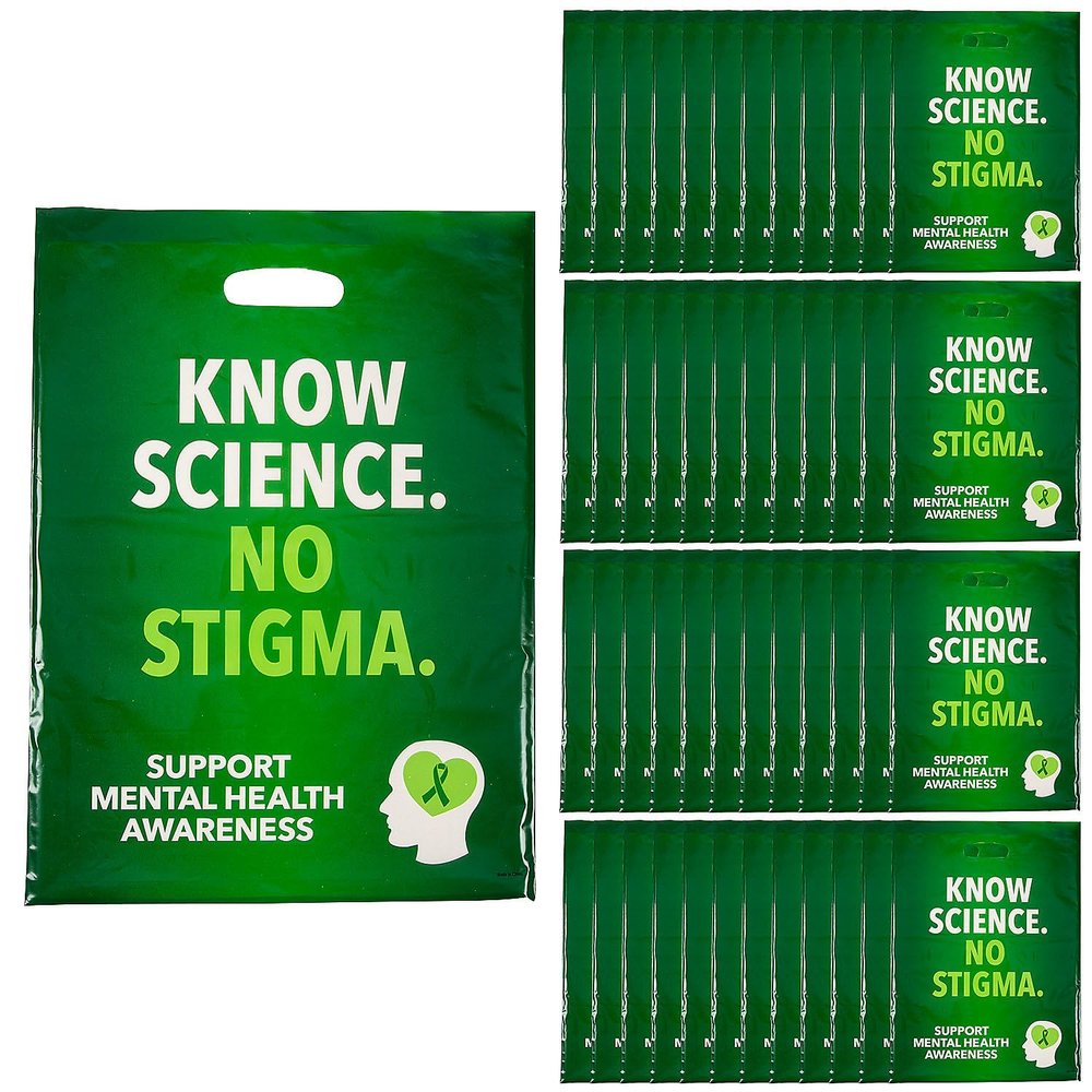 12 1/2" x 17" Bulk 50 Pc. Mental Health Awareness Plastic Goody Bags, Know Science No Stigma