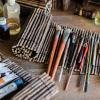 Gentille RusticReach Calligraphy Brush Holder Rollup Wood Shades Rollup view 1