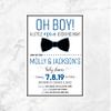 Little Man Baby Shower Invitation | Bow Tie Baby Shower | Little Man Baby Shower | Couples Baby Shower | Navy and Gray | Polka Dot Bow Tie view 1