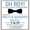 Little Man Baby Shower Invitation | Bow Tie Baby Shower | Little Man Baby Shower | Couples Baby Shower | Navy and Gray | Polka Dot Bow Tie view 2