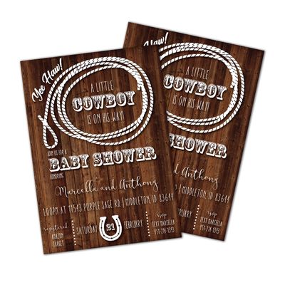 Cowboy Baby Shower Invitation | | Western Baby Shower Invite | Rustic Baby Shower | Drive Thru | Little Cowboy | Yee Haw