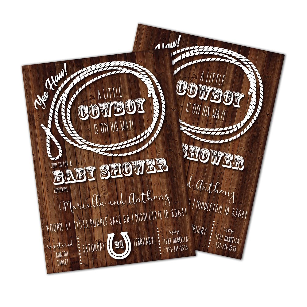 Cowboy Baby Shower Invitation | | Western Baby Shower Invite | Rustic Baby Shower | Drive Thru | Little Cowboy | Yee Haw