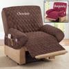 Collections Etc Diamond-Shape Quilted Stretch Recliner Cover with Storage Pockets and Elastic Straps - Furniture Protector, Burgundy, Recliner view 3