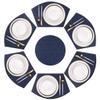 PIGCHCY Wedge Shaped Placemats Set of 6 with Centerpiece Round Mats Washable Kitchen Placemats Heat-Resistant Table Mats (Navy Blue) view 1