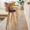 CGF-Barstools Footstool Bar Stool with Backrest Dining Chair Kitchen Bar Restaurant | Durable Wooden Frame | Comfortable Seat, Support Load Capacity 330 Pounds (Multicolor) view 2