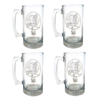Clan Lindsay Scottish Crest 27oz Stein Set of 4 - Personalized Heraldic Engraving