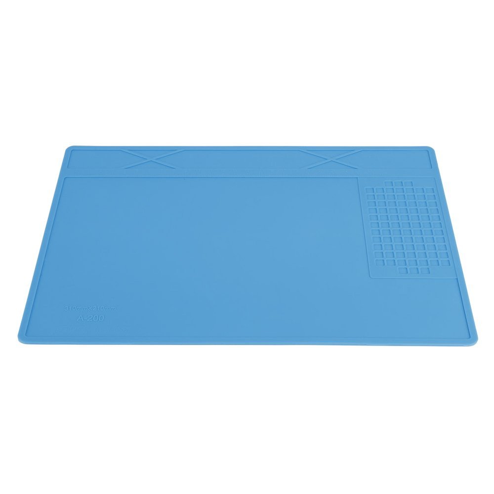 Heat Insulation Silicone Pad, Anti Static Non Slip Work Surface Protection for Phone Repair Electronics Bench Blue 31 x 21 cm 1 Pack 500 Degree Heat