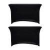 2 Pack 4ft Rectangle Black Cocktail Tablecloth with Stretch Spandex Fitted Table Cover for Bar Table Wedding Table Cocktail Table Massage Table Kitchen Table view 1