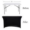 2 Pack 4ft Rectangle Black Cocktail Tablecloth with Stretch Spandex Fitted Table Cover for Bar Table Wedding Table Cocktail Table Massage Table Kitchen Table view 2
