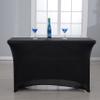 2 Pack 4ft Rectangle Black Cocktail Tablecloth with Stretch Spandex Fitted Table Cover for Bar Table Wedding Table Cocktail Table Massage Table Kitchen Table view 3
