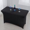 2 Pack 4ft Rectangle Black Cocktail Tablecloth with Stretch Spandex Fitted Table Cover for Bar Table Wedding Table Cocktail Table Massage Table Kitchen Table view 4
