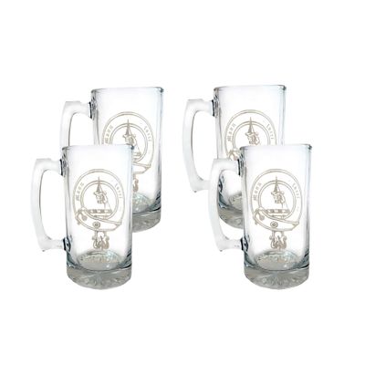 MacKay Scottish Clan Crest Beer Stein Set of 4  27oz Personalized Heraldic Engraving