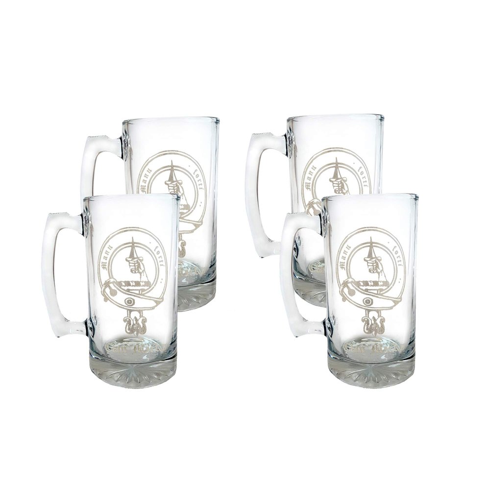 MacKay Scottish Clan Crest Beer Stein Set of 4  27oz Personalized Heraldic Engraving