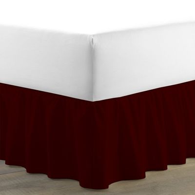 Amuze Bedding Egyptian Cotton 300 Thread Count 1 PC Tailored Single Ruffled/Dust Ruffle Bed Skirt (Wine, Queen XL, Drop Length 15 Inches)