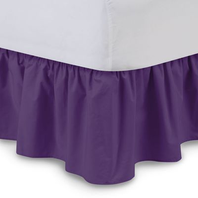 Amuze Bedding Egyptian Cotton 300 Thread Count 1 PC Tailored Single Ruffled/Dust Ruffle Bed Skirt (Purple, King XL, Drop Length 13 Inches)