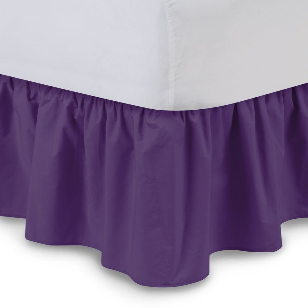 Amuze Bedding Egyptian Cotton 300 Thread Count 1 PC Tailored Single Ruffled/Dust Ruffle Bed Skirt (Purple, King XL, Drop Length 13 Inches)