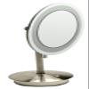 ALFI brand ABM9FLED-BN Brushed Nickel Tabletop Round 9" 5x Magnifying Cosmetic Mirror with Light view 1