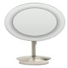 ALFI brand ABM9FLED-BN Brushed Nickel Tabletop Round 9" 5x Magnifying Cosmetic Mirror with Light view 2
