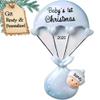 3D Personalized Babys First Christmas Ornament 2025 Boy | Baby's First Christmas Ornament 2025 Baby Ornaments for Xmas Tree My 1st Xmas Boy Ornaments for New Parents Couples - Baby in Blue Parachute view 1