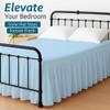 Shreem Linen Ruffled Bed Skirt with Split Corners, Gathered Style, 100% Microfiber, 10-Inch Drop, Dust Ruffle Bedskirt with Platform, Twin-XXL, Light Blue view 3