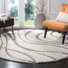 SAFAVIEH Florida Shag Collection 4' Round Cream/Grey SG471 Abstract Wave Non-Shedding Living Room Bedroom Dining Room Entryway Plush 1.2-inch Thick Area Rug view 1