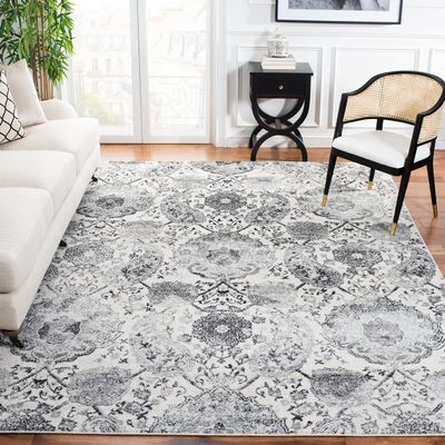 SAFAVIEH Area Rug 8x10 - Madison Collection - Large - Cream & Silver, Boho Chic Glam Paisley Design, Non-Shedding & Easy Cleaning, Ideal for Living Room, Bedroom, Office, Dining Space (MAD600D)