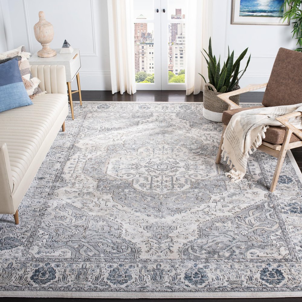 SAFAVIEH Area Rug 8x10 - Oregon Collection - Large - Ivory & Grey, Oriental Distressed Design, Non-Shedding & Easy Cleaning, Ideal for Living Room, Bedroom, Office, Dining Space (ORE867A)