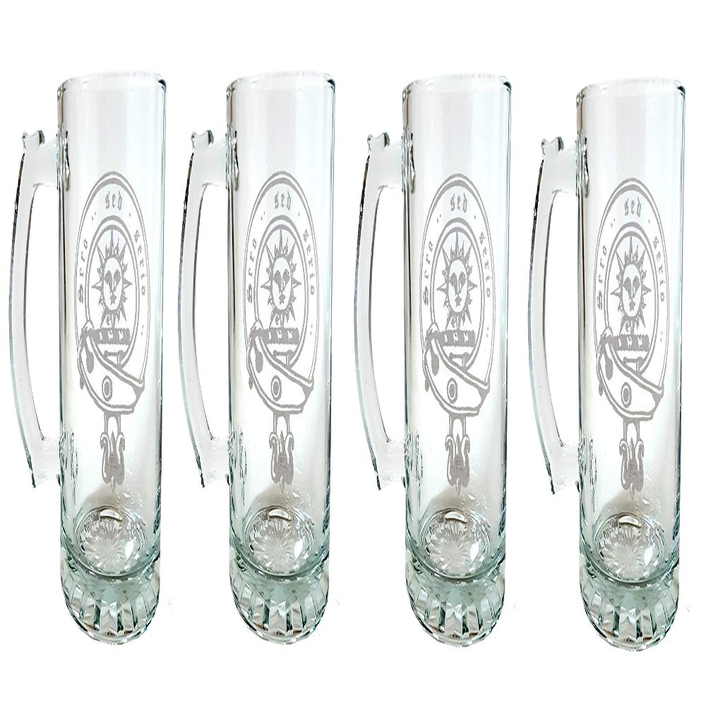 Clan Kerr Scottish Crest 16oz Stein Set of 4, Engraved Personalization Included