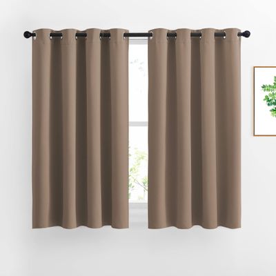 NICETOWN Insulated Blackout Curtains and Drapes - Microfiber Energy Saving Thermal Insulated Solid Grommet Blackout Draperies for Kitchen (1 Pair, 52 inches by 54 Inch, Cappuccino)
