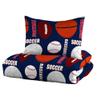 5 Piece All Seasons Twin Cute Sports Themed Boys Comforter Set, Modern & Contemporary Collegiate Kids Bed in a Bag Include Deep Pocket Fully Elasticized Fitted Sheet Set, Colorful Navy Bedding Set view 4