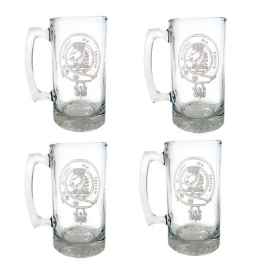 Clan MacGregor Scottish Crest 27oz Stein Set of 4 With Engraved Personalization