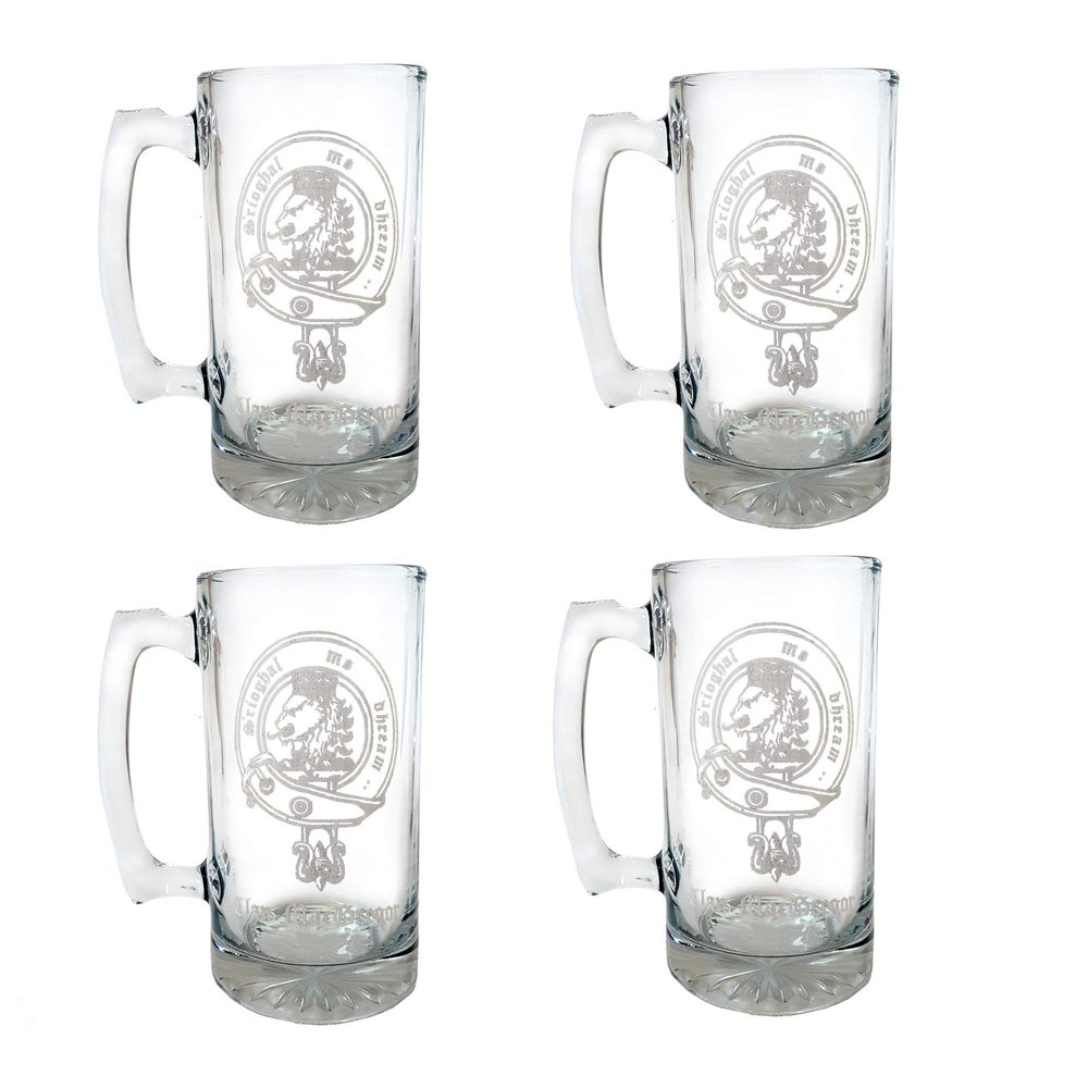 Clan MacGregor Scottish Crest 27oz Stein Set of 4 With Engraved Personalization