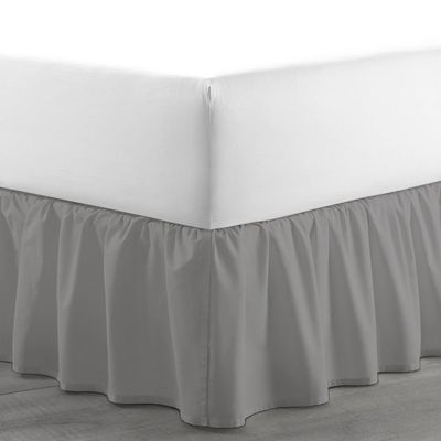 Amuze Bedding Egyptian Cotton 300 Thread Count 1 PC Tailored Single Ruffled/Dust Ruffle Bed Skirt (Silver Grey, Short Queen, Drop Length 11 Inches)