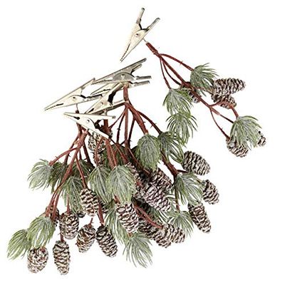 Factory Direct Craft Hanging Artificial Pine Stems with Clips | Set of 12 Total