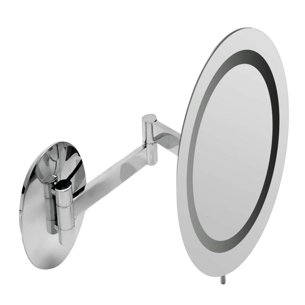 ALFI brand ABM9WLED-PC Polished Chrome Wall Mount Round 9" 5x Magnifying Cosmetic Mirror with Light