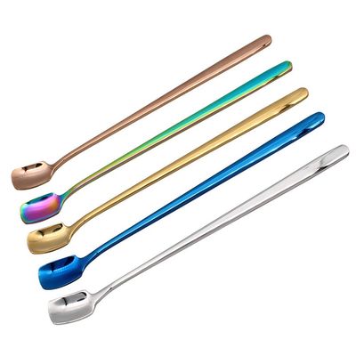 Duffire Nordic Stirring Spoon Golden Coffee Spoon Stainless Steel Long Handle Dessert Spoon Cocktail Tip 5PCS