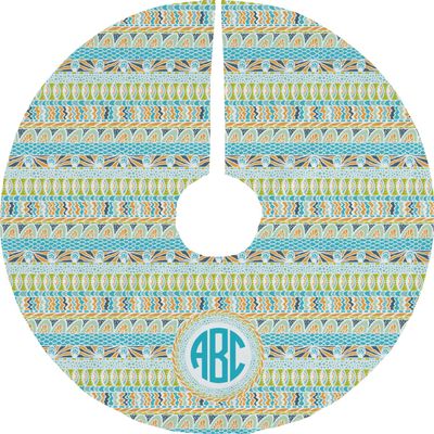 YouCustomizeIt Personalized Teal Circles & Stripes Tree Skirt