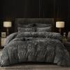 PHF Truly Velvet Duvet Cover Set Queen Size, 3pcs Ultra Soft Breathable Comforter Cover Set, Luxury Cozy Flannel Duvet Cover with Pillow Shams Bedding Collection, 90" x 90", Dark Grey view 1