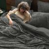 PHF Truly Velvet Duvet Cover Set Queen Size, 3pcs Ultra Soft Breathable Comforter Cover Set, Luxury Cozy Flannel Duvet Cover with Pillow Shams Bedding Collection, 90" x 90", Dark Grey view 2