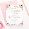 Modern Pink Paper Princess Birthday Invitations for Girls, Floral Princess 1st Birthday Invitations, Your choice of Quantity, Age, Info and Envelope Color view 2