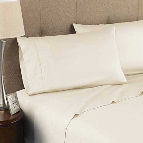 Superior World Mart- 600 Thread Count - 100% Egyptian Cotton -4 Piece Bed Sheet Set, Solid Fits 16" Deep Pocket Mattress Bed Sheet Set (Full, Ivory)