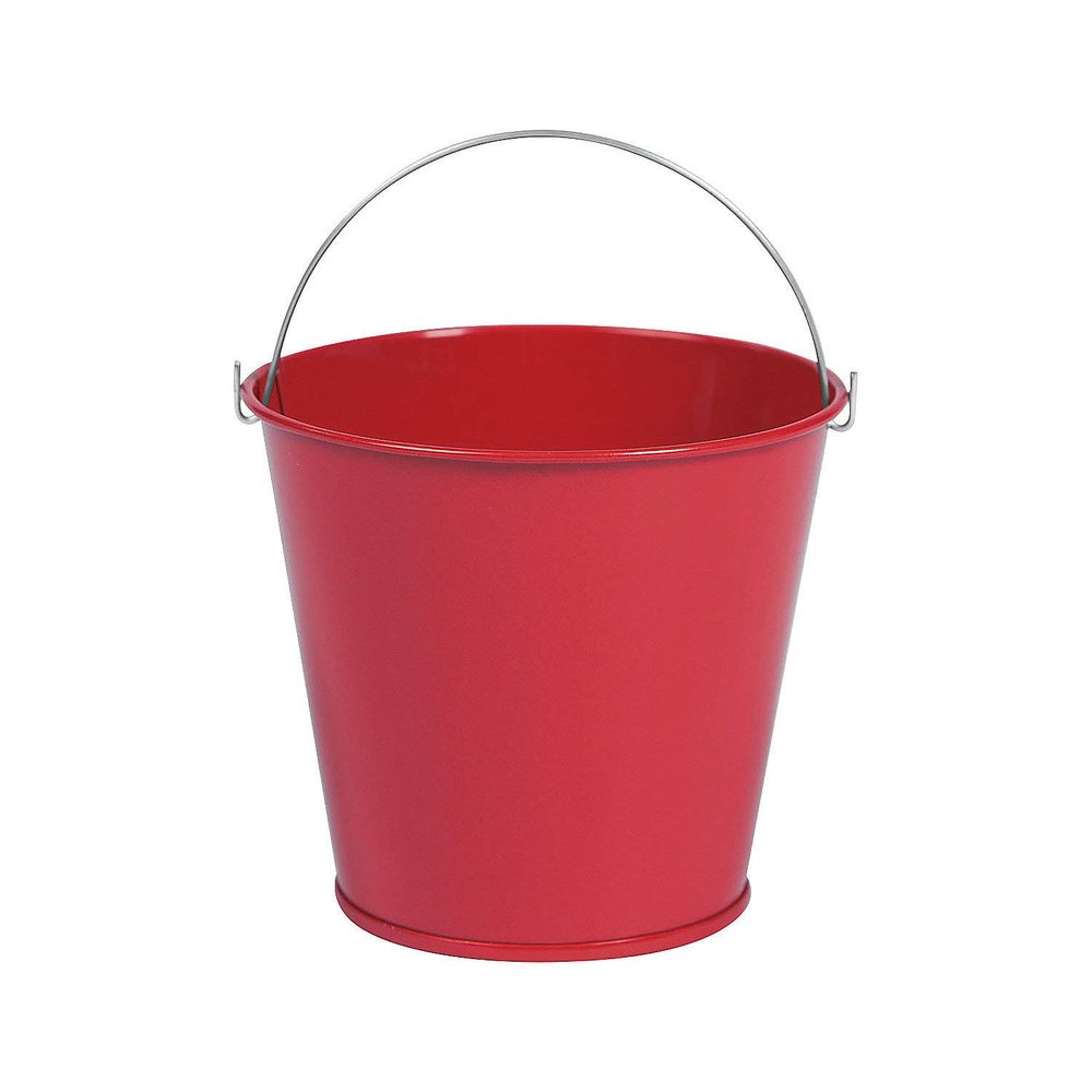 Fun Express - 3" Red Metal Pail W/Handles - Party Supplies - Containers & Boxes - Metal Containers - 12 Pieces