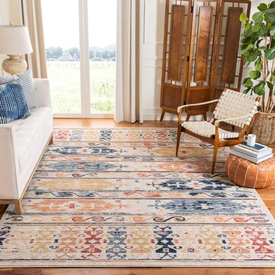 SAFAVIEH Charleston Collection Area Rug - 5'3" x 7'6", Ivory & Rust, Boho Distressed Design, Non-Shedding & Easy Care, Ideal for High Traffic Areas in Living Room, Bedroom (CHL421A)