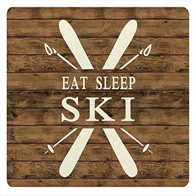 Eat Sleep Ski Tempered Glass Cutting Board- 11" x 8"