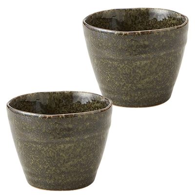 minoru touki Deep Green Glaze Roku-Soba Chiyohisa Green 8.6~6.9cm Set of 2 3.44H2.76in 5.29oz