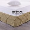 Bed-Bucket Luxurious Hypoallergenic Decorative 100% Natural Cotton 750 Thread Count Full-XL Size 54X80 Inch 1pc Pinch Pleated Bed Skirt 13" Inch Drop Length Taupe Solid view 1