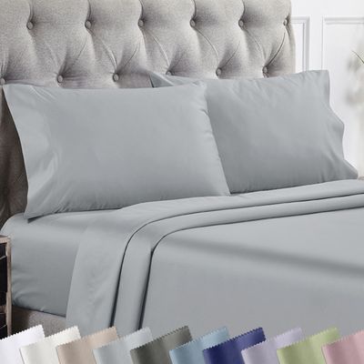 California Design Den Pillow Cases Standard Size Set of 2-1000 Thread Count Sateen, Soft & Thick 100% Cotton Standard/Queen Size Pillow Case Set, Durable - Light Grey