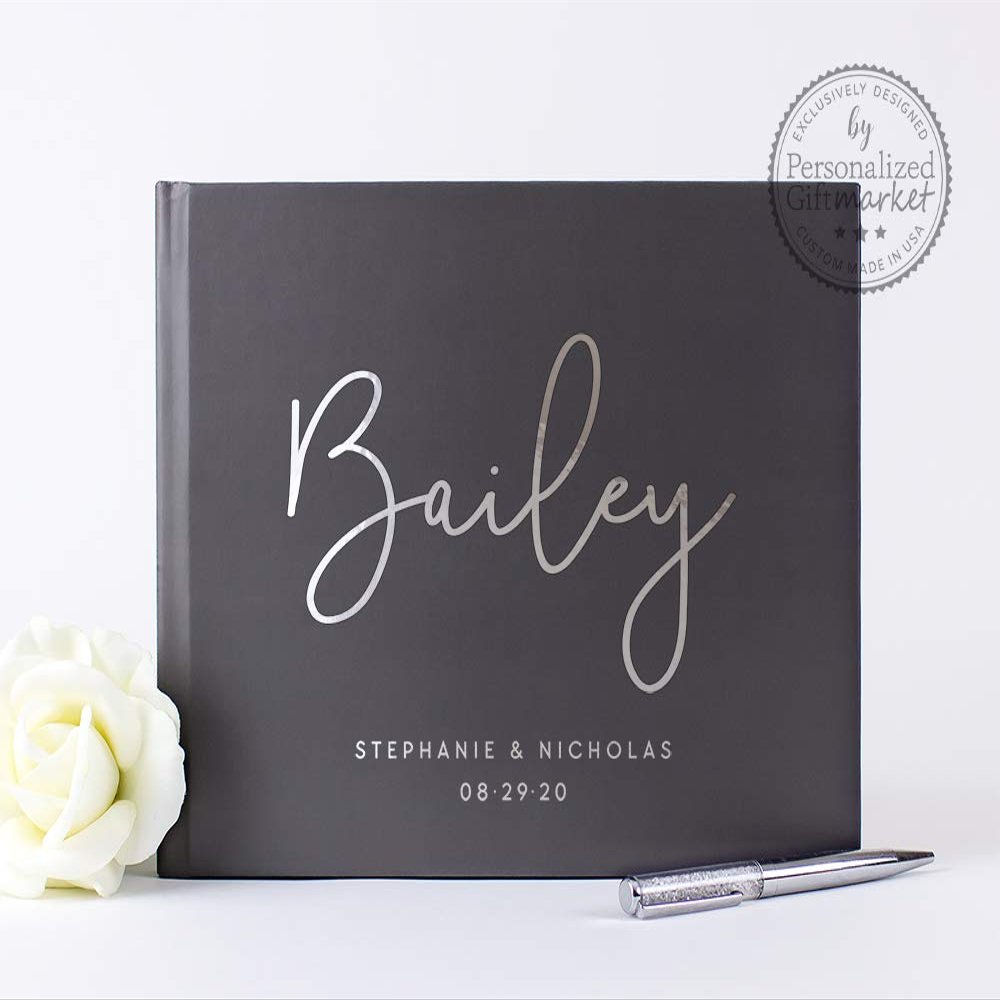 Personalized Wedding Guest Book, Bridal Shower Engagement Gift or Photo Album with Real Foil - Hardcover (10x8 inches)