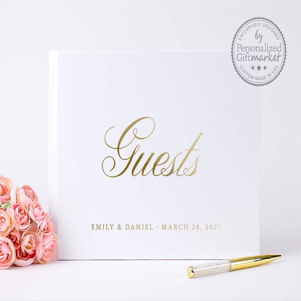 Custom Wedding Guest Book Personalized with Names, Signature Sign-in Book for Wedding Guests - Hardcover (12x12 inches)